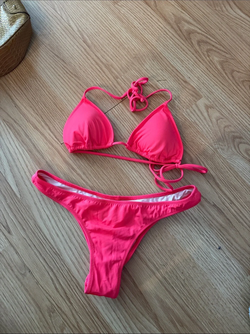 Victoria secrets Women’s Neon Pink Triangle String Bikini Set